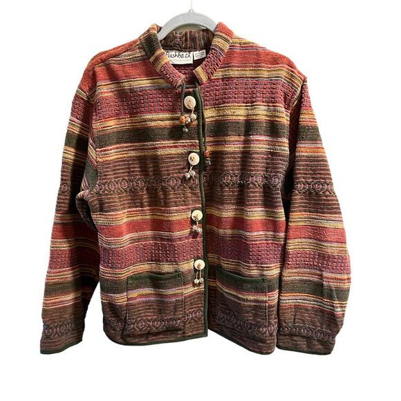 Vintage 90s Flashback, Southwest multicolor Stripe Jacket, M - Picture 1 of 13